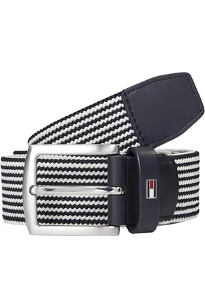 Tommy Hilfiger Herren Gürtel Denton Elastic 3,5 cm Geflochten, Blau (Space Blue), 105 cm