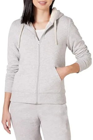 Amazon Damen Sherpa-gefütterte Fleece-Kapuzenjacke mit durchgehendem Reißverschluss (erhältlich in Übergröße), , XXL