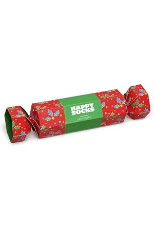 Happy Socks Weihnachten Socken Holly Box, farbenfrohe und verspielte Socken für Männer und Frauen, Rot-Grün (41-46)