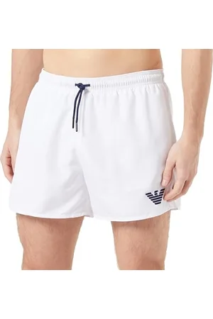 Emporio Armani Herren Essential Eagle Logo Boxer Swim Trunks, White, 50