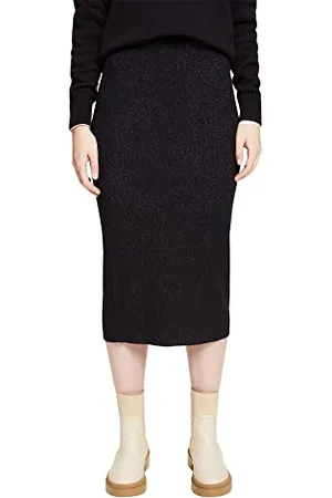 ESPRIT Damen 112EE1D301 Rock, 003/BLACK 3, M