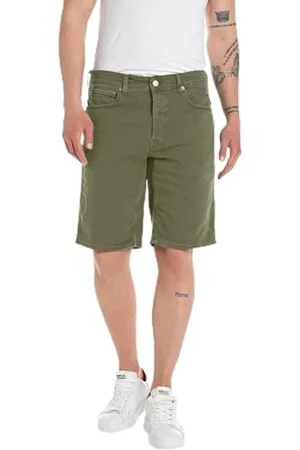 Replay Herren Jeans Shorts mit Stretch, Grün (Light Military 833), 30W