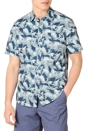 Amazon Herren Schmal Geschnittenes Bedrucktes Hemd Mit Kurzen Ärmeln Und Knopfleiste, , XXL