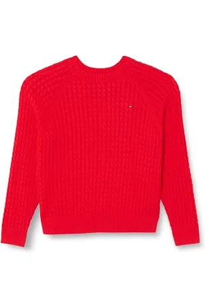 Tommy Hilfiger Damen Pullover C-Neck Sweater Strickpullover, Rot (Fireworks), 48