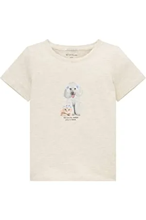 TOM TAILOR Mädchen Kinder T-Shirt mit Pudel-Print 1037128, Beige, 104-110