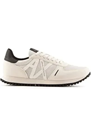 Armani Exchange Herren Openwork Side, Contrast Logo, Microsuede Inserts Sneaker, White, 45.5 EU