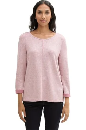 TOM TAILOR Damen 1043167 Sweatshirt mit Struktur, 35895-Pink Velvet Melange, 36