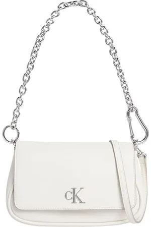 Calvin Klein Damen Schultertasche Minimal Monogram mit Tragekette, Mehrfarbig (Silver Birch), Einheitsgröße