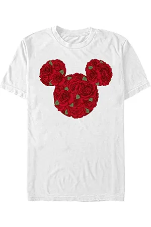Disney Unisex Mickey Classic Mickey Mouse Roses Organic Short Sleeve T-shirt T-Shirt, , XXL
