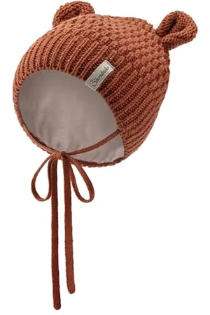 Sterntaler Strickmütze mit kleinen, angesetzten Öhrchen - Unisex Baby Beanie mit Futter aus Baumwollfleece - Wintermütze mit tollem Strickmuster und Bindeband - , 43