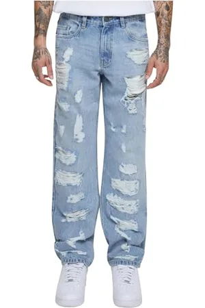 Urban classics Herren Jeans Heavy Ounce Straight Fit Heavy Destroyed Jeans, zerrissene Jeans für Männer, Regular Fit, , 31