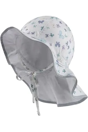 Sterntaler Sonnenhut Schmetterlinge mit Nackenschutz und Bindeband - Sommerhut Mädchen mit Aufdruck und UV 30, schützt den Kopf vor der Sonne - Sonnenhut Baby mit Größenregulierung - , 47