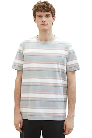 TOM TAILOR Herren T-Shirt mit Streifen aus Piqué, , XL