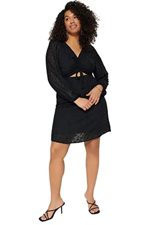 Trendyol Damen Skater-Kleid, lockere Passform, gewebt, Übergröße, , xx_l
