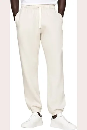 Tommy Hilfiger Herren Jogginghose Essential Fleece mit Tunnelzug, Beige (Heathered Oatmilk), L