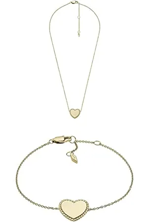 Fossil Damenkette Drew Edelstahl goldfarben, JF04360710 + Damenarmband Drew Edelstahl goldfarben, JF04361710