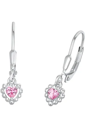 Amor Ohrhänger 925 Sterling Silber Mädchen Kinder Ohrschmuck, mit Zirkonia synth., 2,2 cm, Silber, Herz, Kommt in Schmuck Geschenk Box