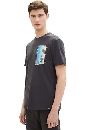 TOM TAILOR Herren Basic T-Shirt mit sommerlichem Print, , S