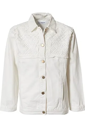 Desigual Girls CHAQ_Clavel Jeansjacke, White, 13/14