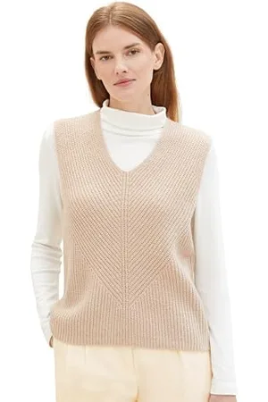 TOM TAILOR Damen Basic Pullunder Weste , doeskin melange, XXS