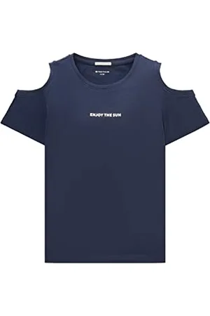 TOM TAILOR Mädchen Kinder T-Shirt mit Cut-Outs 1035129, Blau, 128