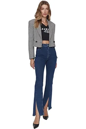 Trendyol Damen Herren Mittlerer Bund Flared Jeans, , 40 EU