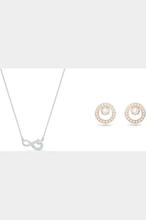 Swarovski Infinity Halskette, Unendlichkeit, , Rhodiniert & Creativity Ohrstecker, Rund, , Roségold-Legierungsschicht