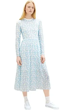 TOM TAILOR Damen 1031017 Kleid, 29562-Light Blue Daisy Print, L