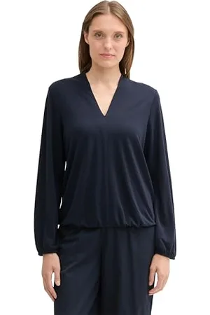 TOM TAILOR Damen Longsleeve mit V-Ausschnitt, , M