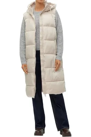 VERO MODA Damen 3/4-lange Steppweste VMLigaane mit Kapuze 10298757 L
