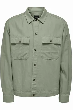 Only & Sons Herren Freizeit Hemd ONSKENNET - Relaxed Fit XS S M L XL XXL Beige, Größe:M, Farbe: 22019758