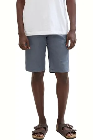 TOM TAILOR Herren Slim Chino Bermuda Shorts mit Stretch, blue structure print, 40