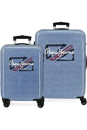 Pepe Jeans Digital Koffer-Set, blau, 55/68 cm, starr, ABS-Kombinationsverschluss, seitlich, 104 l, 6 kg, 4 Räder, Handgepäck