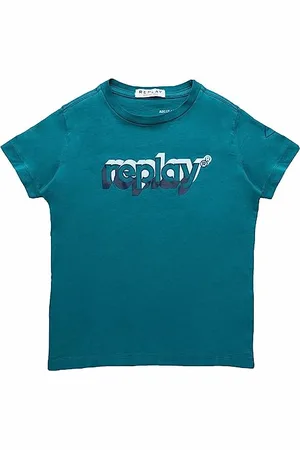 Replay Jungen T-Shirt Kurzarm aus Baumwolle Logo, (Grün), 6 Jahre
