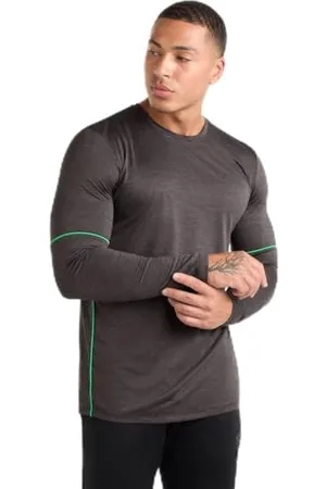 Umbro Herren Pro Training Ls Poly Tee T-Shirt, Black Marl/Anden-Tukan, L