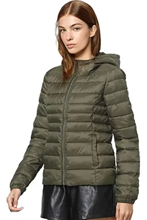 ONLY Damen Leichte Steppjacke ONLTAHOE Wattierte Herbst Frühling Übergangsjacke mit Kapuze & Reißverschluss, Farben:Grün, Größe:S