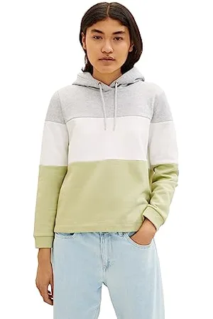 TOM TAILOR Damen 1039807 Colorblock Hoodie, 32256-dusty pear Green, XXL