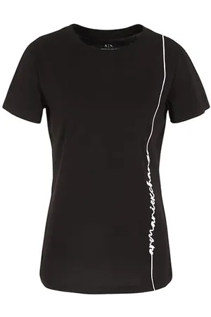 Armani Exchange Damen Signature Logo Crew Neck Cotton Jersey Tee T-Shirt, , L EU