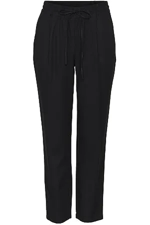 VERO MODA Damen Legere Leinen Stoffhose Casual Schlupfhose Lockere Ankle Pants, Farben: , Größe:M