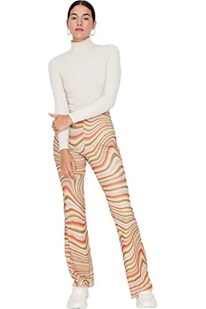 Trendyol Damen Herren Mittlerer Bund Flared Hose Pants, Mehrfarbig, XL EU