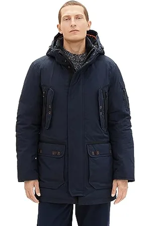 TOM TAILOR Herren 1037356 Winterparka mit Abnehmbarer Kapuze, 10668-sky Captain Blue, L