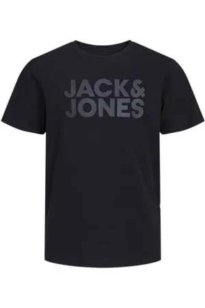 JACK & JONES Junior Jungen Jjecorp Logo Tee Ss Crew Neck Noos Jr T-Shirt, Black/Print:Large - Black, 152