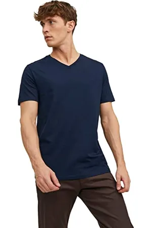 JACK & JONES Herren V-Neck T-Shirt JJEORGANIC Basic - Regular Fit S M L XL XXL, Größe:XXL, Farbe: 12156102