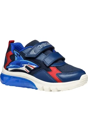 Geox J CIBERDRON Boy B Sneaker, Navy/Red, 35 EU