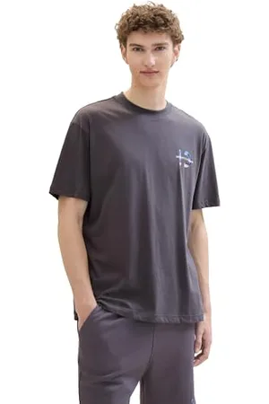 TOM TAILOR Herren Sommer T-Shirt mit Fotoprint am Rücken, , S