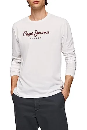 Pepe Jeans Herren Eggo Long T-Shirt, Weiß, S