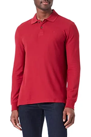 Bugatti Herren Langarm-Poloshirt klassisches Basic-Polo in Pique Ware