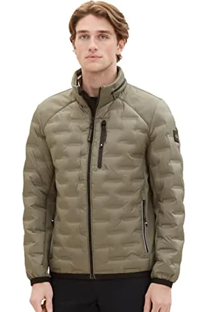 TOM TAILOR Herren 1038608 Hybrid Steppjacke mit Abnehmbarer Kapuze im Kragen, 32097-smokey Olive Green, L