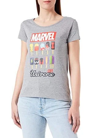 Marvel Damen womarcots032 T-Shirt, Grau meliert, M