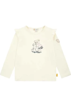 Steiff T-Shirt Langarm EU Größe 104 , Mädchen Langarm-Shirt, Longsleeve für Kinder, Sweatshirt langärmelig, Kinderoberteil, ideales Basic Shirt, bequem und weich, waschmaschinenfest